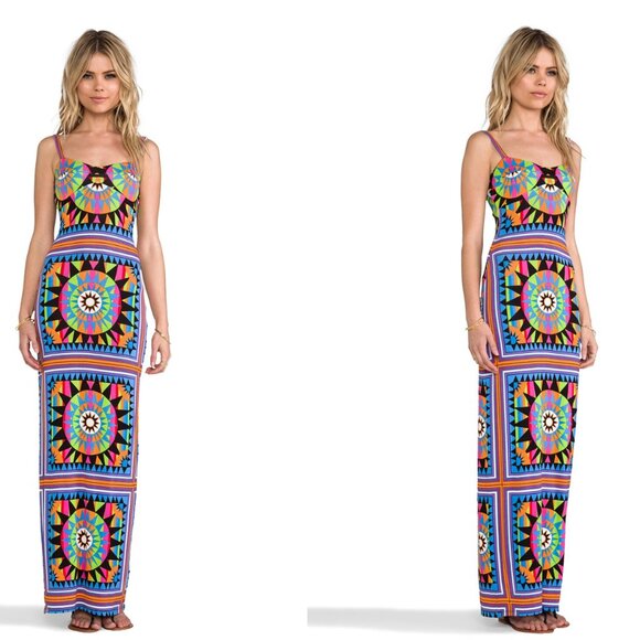 Mara Hoffman Bodycon XS Maxi Dress Long Backless Column Shakti Mosaic Sexy Print - Picture 14 of 16